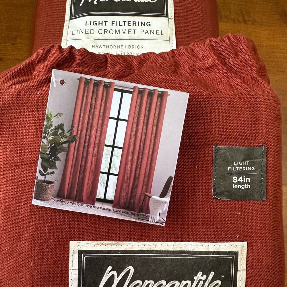 Curtains - Brick Color- One Pair